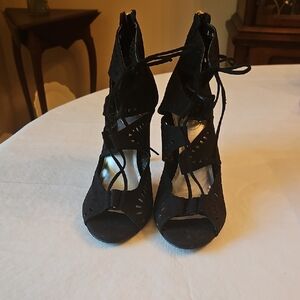 Xappeal Black Cage-Style Heels